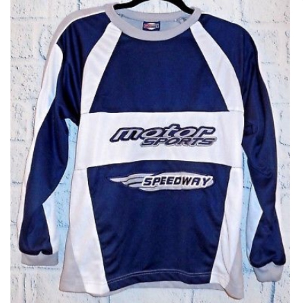 Sportrax Motor Sports Speedway Boys L Blue Shirt